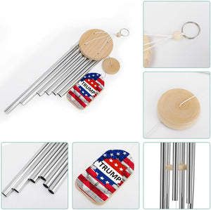 USA Flag and Trump Classic Wind Chimes for outside Memorial Home Garden Patio Decor Gifts for Mom