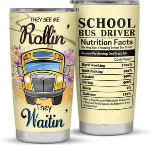 School Bus Driver  Tumbler, Bus Driver Appreciation Gifts, 20Oz Stainless Steel Tumbler School Bus