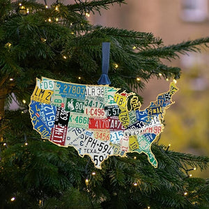 USA License Plate Map Ornament, Christmas Gifts, Election 2024