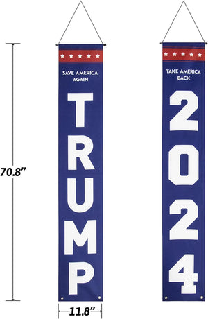 Trump 2024 Take America Back and Save America Again Porch Signs, Banners Outdoor, Gift For Trump Fans