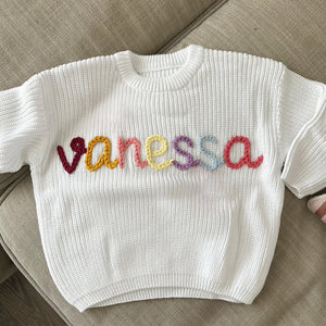 Embroidered Baby Name Color Sweater, Personalized Baby Sweater, Custom Baby Clothes, Baby Shower Gift, Gift For Christmas