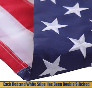 3x5 FT Outdoor Embroidered American Flag, Durable, Luxury Stars, Bright Brass Grommets