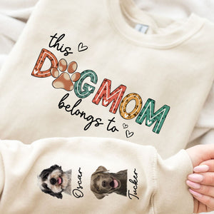 This Human Belongs To, Personalized Sweatshirt With Design On Sleeve, Gifts For Dog Lovers