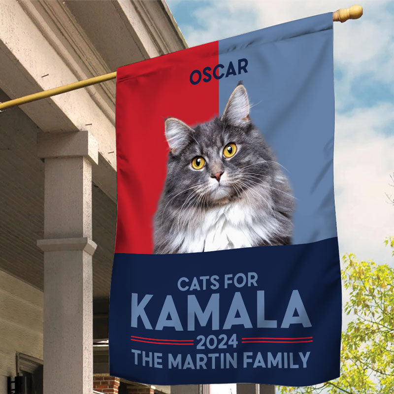 Cats For Kamala 2024, Personalized House Flag, Gift For Kamala Harris ...