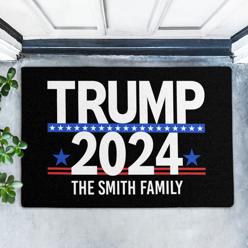 Custom Family Name Trump 2024, Trump Doormat, Personalized Doormat For Trump Fan, Election 2024