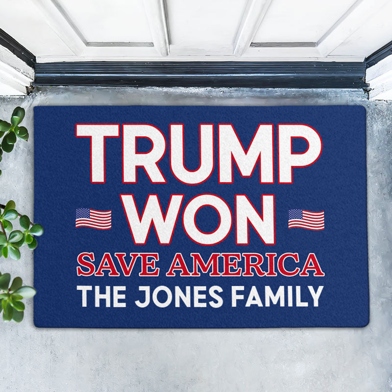 Trump Won Save America, Personalized Doormat, Trump Doormat, Gift For Trump Fans, Election 2024