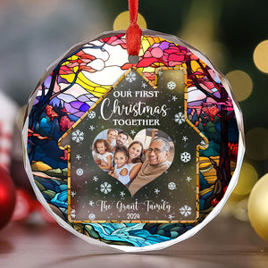 Our First Christmas Together, Personalized Glass Ornament, Gift For Pet Lovers, Family Gift, Gift For Couple, Custom Photo