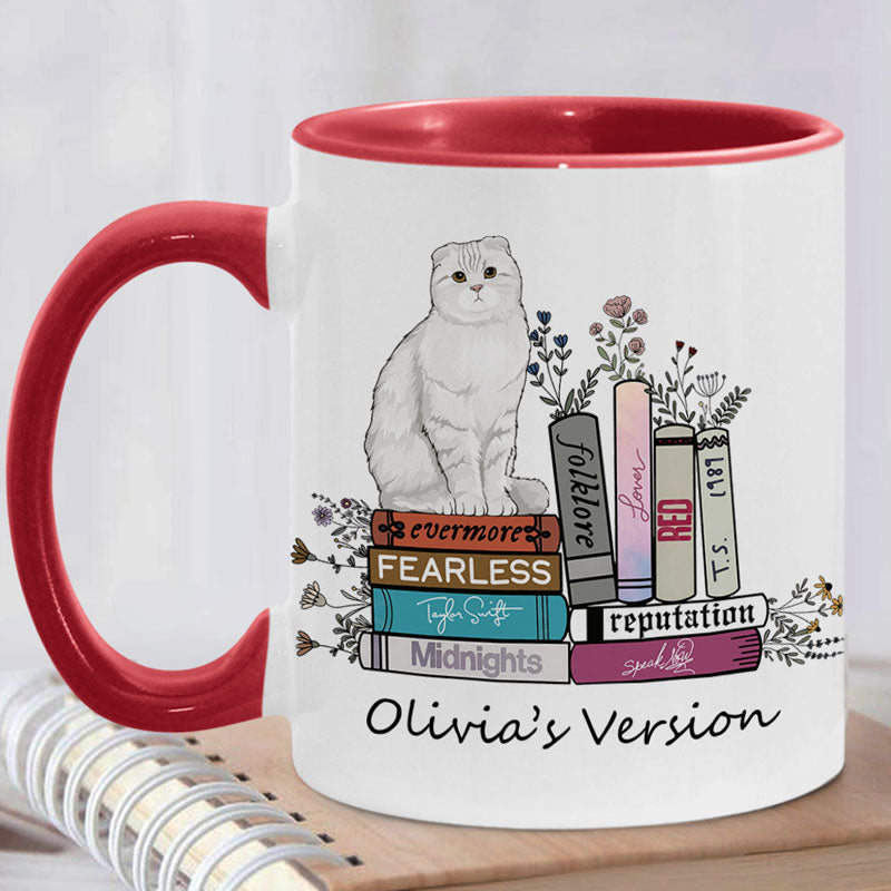 Cat Version Floral Music Album, Personalized Accent Mug, Gift For Cat Lovers