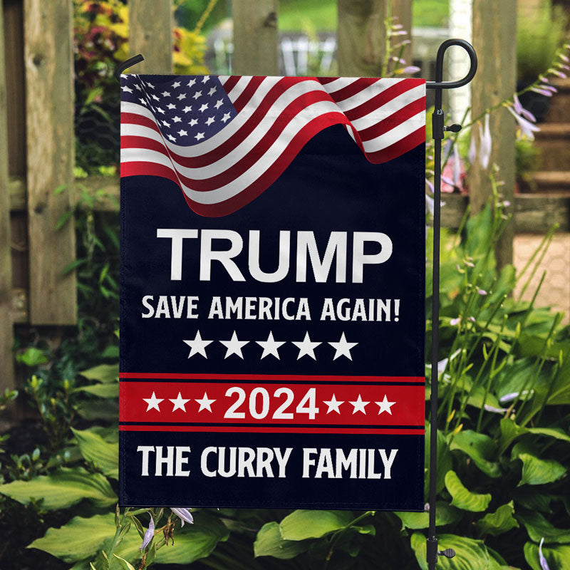 Save American Again Trump, Personalized Garden Flag, Donald Trump Homage Flag, Election 2024