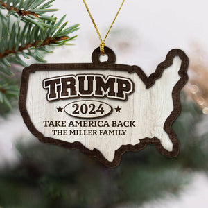 US Map Trump Nation, Personalized 2 Layer Ornaments, Trump Ornaments, Election 2024