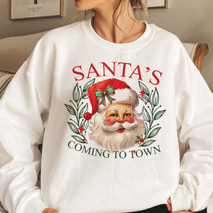 Santa's Coming To Town, Christmas Gift Ideas, Christmas Sweatshirt, Kid Sweatshirt