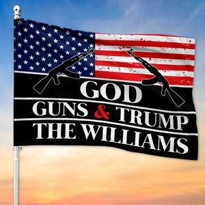 God Guns And Trump, Personalized House Flag, Gift For Trump Fans, Election 2024