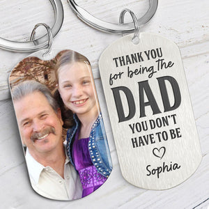 Thank You For Being The Dad, Personalized Keychain, Gift For Bonus Dad, Custom Photo