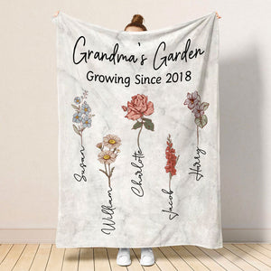 Flower Garden, Personalized Floral Blanket, Birthday Gift, Mother's Day Gifts