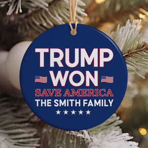 Trump Won Save America, Personalized Ornaments, Trump Ornament, Election 2024