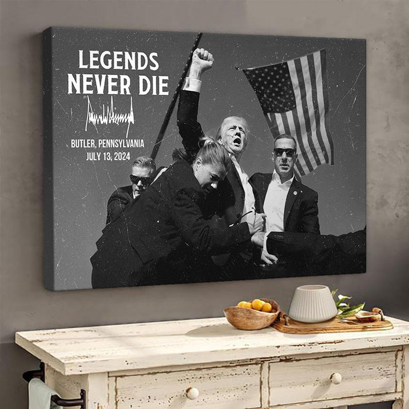 Legend Never Die Trump Assassination, Trump Shot, Personalized Canvas, Election 2024