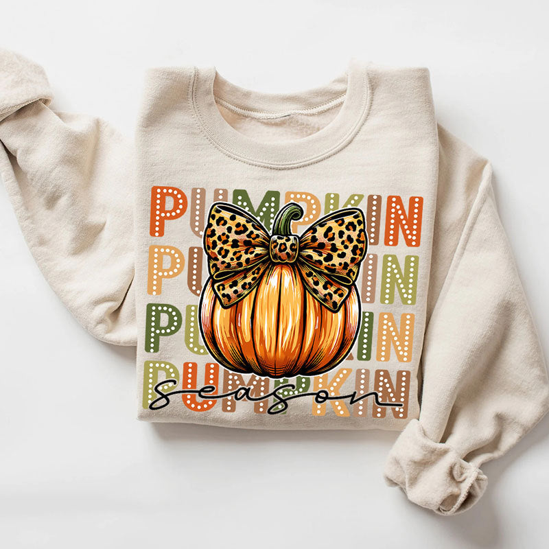 Retro Pumpkin Season Bow, Autumn Sweatshirt, Fall Girl Pumpkin Spice, Fall Vibes