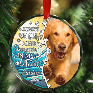 Once By My Side, Forever In My Heart, Personalized Glass Ornament, Memorial Gift For Pet Lovers, Custom Photo