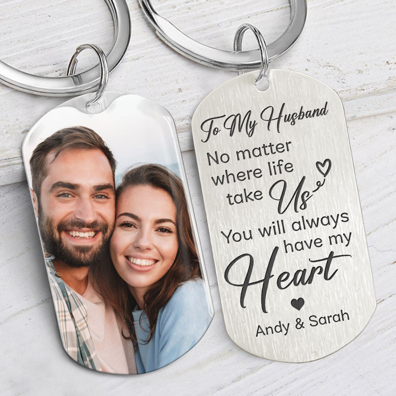 No Matter Where Life Take Us, Personalized Keychain, Anniversary Gifts, Custom Photo