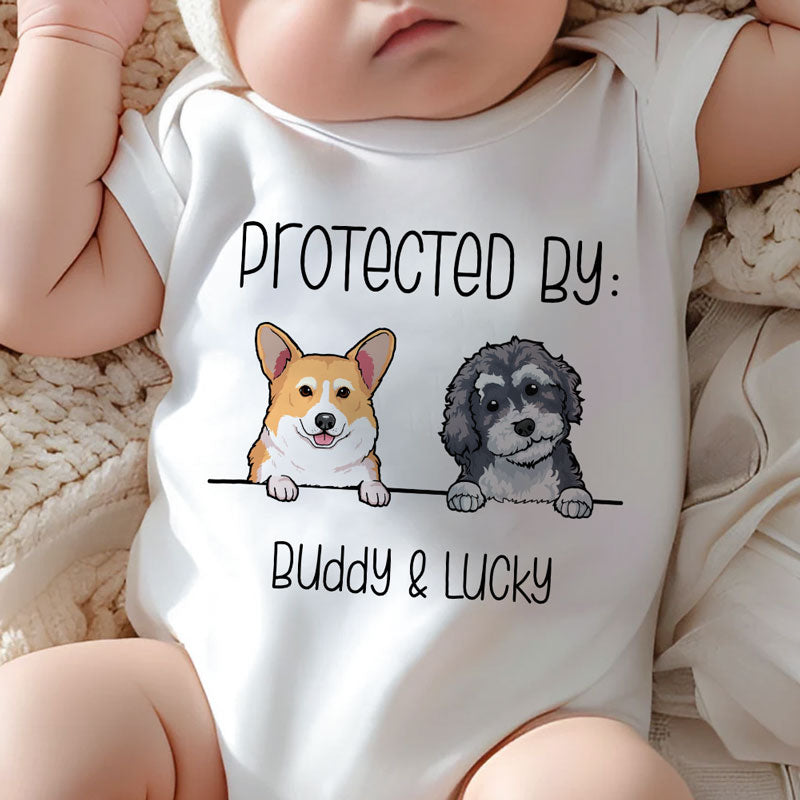 Baby Protected By Pet, Personalized Baby Clothes, Custom Baby Onesies, Baby Shower Gifts