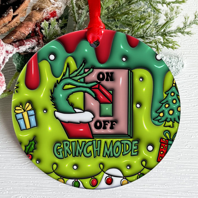 On Off Grinch Ornament, 3D Inflated Christmas Ornament, Grinch Ornament, Gift For Family