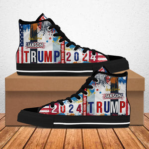 MAGA US Flag Trump 2024 High Top Shoes, Personalized Sneakers, Gift For Trump Fans, Election 2024