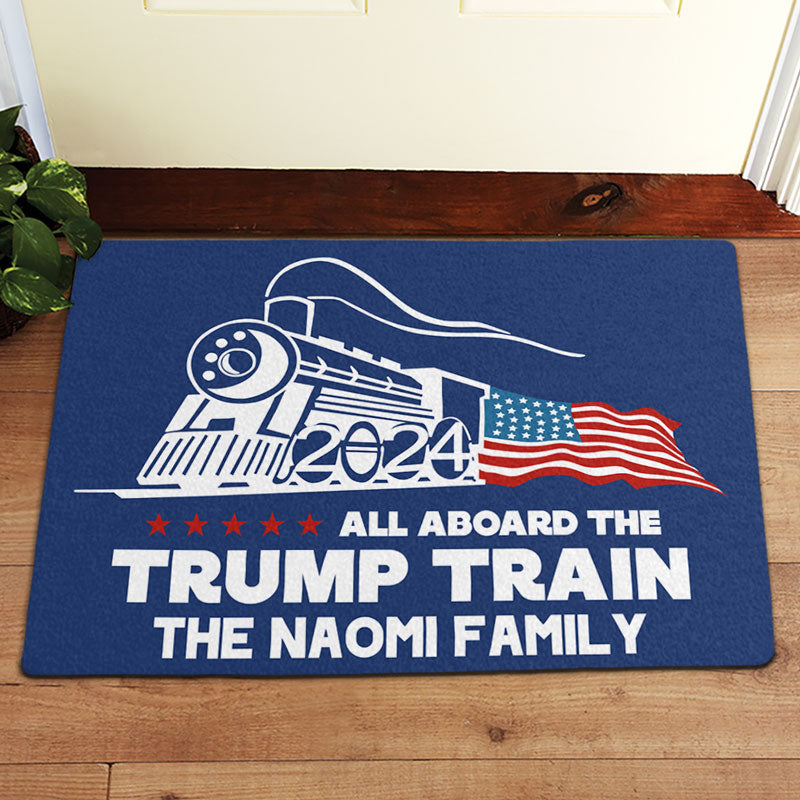 All Aboard The Trump Train, Personalized Doormat, Trump Doormat, Gift For Trump Fans, Home Decoration, Election 2024