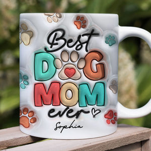 Dog Mom Dog Dad 3D Inflated Mug, Personalized Ceramic Mug, Gift For Pet Lovers