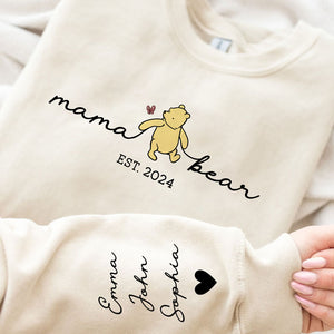 Mama Bear, Personalized Sweatshirt With Design On Sleeve, Christmas Gifts For Mom