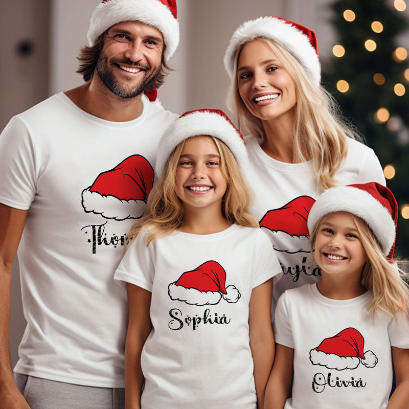 Family Christmas Name Hat, Personalized Family Shirt, Matching Funny Shirt, Christmas Gift Ideas