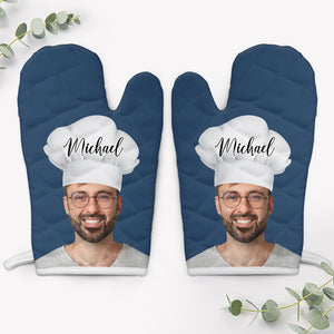 Master Chef Oven Mitts Ver.2, Personalized Oven Mitt, Custom Photo