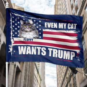 Even My Cat Wants Trump, Personalized House Flag, Gift For Trump Fans, Custom Photo, Election 2024