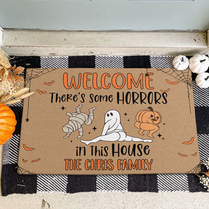 There's Some Horrors in This House, Personalized Doormat, Funny Halloween Doormat