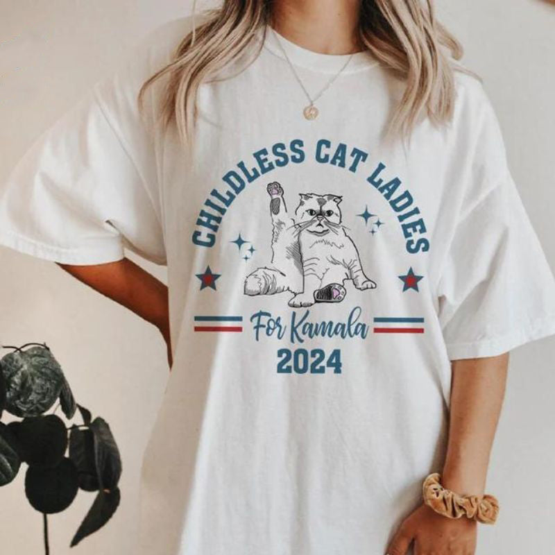 Childless Cat Ladies For Kamala 2024, Personalized Kamala Harris Shirt, Gifts For Cat Lovers, Election 2024