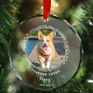 Forever Loved, Personalized Glass Ornament, Pet Ornament, Memorial Gift, Custom Photo