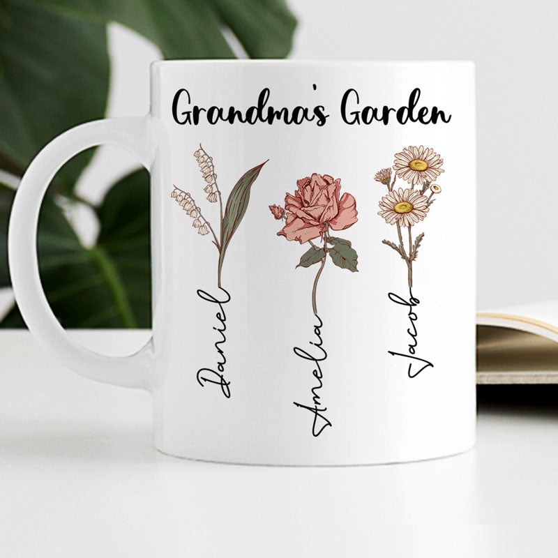 Flower Garden, Personalized Accent Mug, Birthday Gift, Mother's Day Gifts