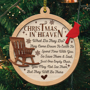 Christmas In Heaven Cardinal, Christmas 2 Layers Wooden Ornament, Memorial Gift