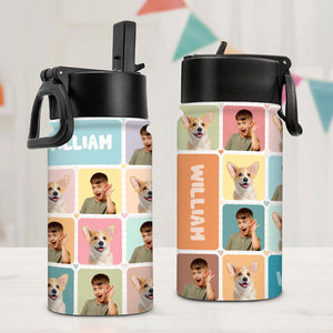 Custom Photo Bottle, Personalized Water Bottle With Straw, Back To School Gift For Kid