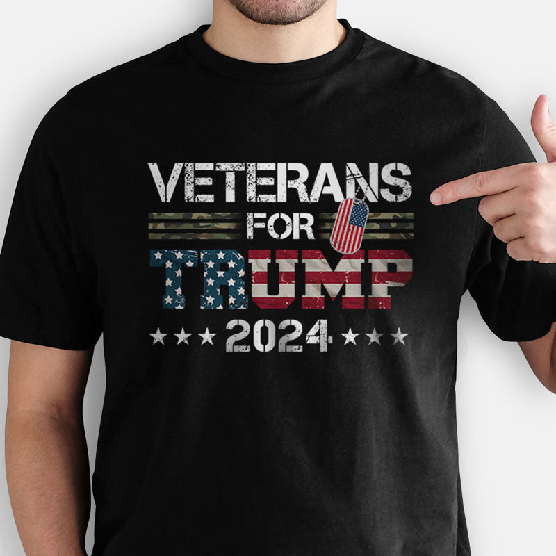 Dad Grandpa Veterans For Trump 2024 American Flag, Personalized Shirt, Gifts For Dad, Gift For Grandpa, Election 2024