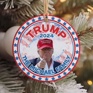 Make America Great Again Trump Picture US Stars, Personalized Ornaments, Trump Ornament, Election 2024