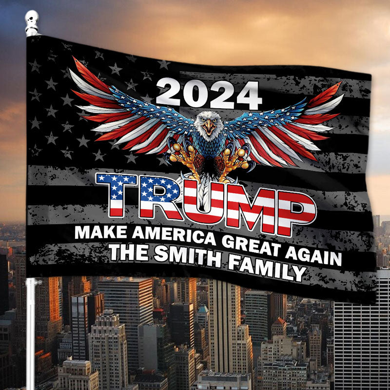 Make America Great Again Trump Flag, Personalized House Flag, Gifts For Trump Fans, Election 2024