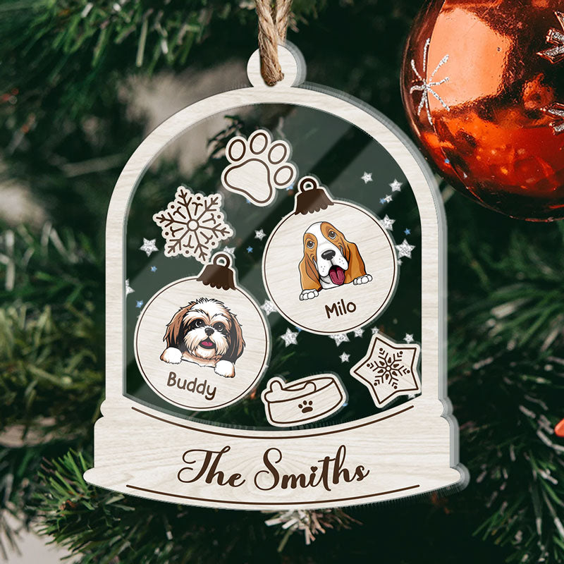 Dog Bell Shape Ornament, Personalized 3 Layers Shaker Ornament, Gift For Dog Lovers