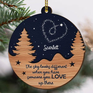 The Sky Looks Different, Personalized Ornament, Christmas 2 Layers Wooden Ornament, Memorial Gift