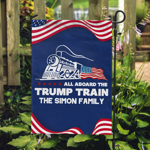 All Aboard The Trump Train, Personalized House Flag, Home Decoration, Election 2024