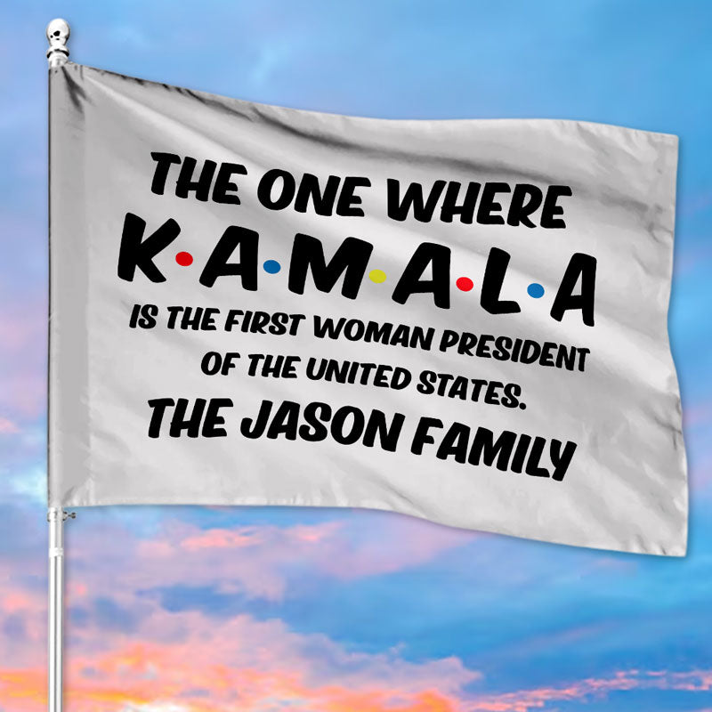 First Woman President Kamala Harris, Personalized House Flag, Election 2024