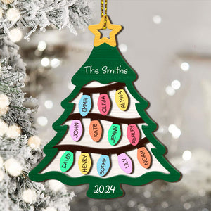 Family Christmas Tree Ornament 2024, Personalized Ornament, Christmas 2 Layers Wooden Ornament, Christmas Gift