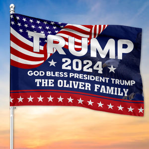 God Bless President Trump 2024, Personalized House Flag, Home Decoration, Election 2024