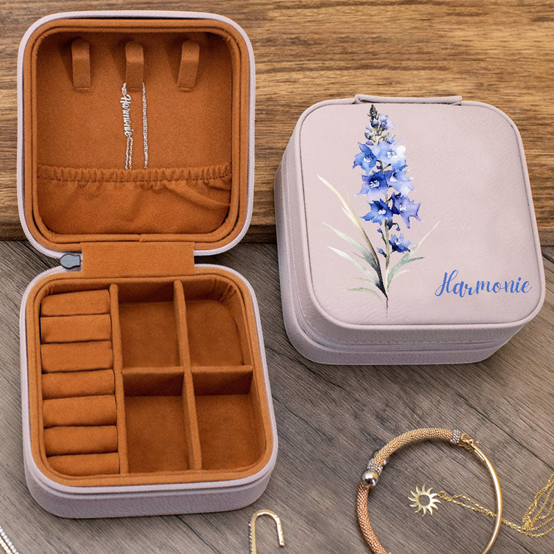 Blooms Of The Month Gift Box, Personalized Jewelry Box and Necklace, Birthday Gift, Gift For Mom