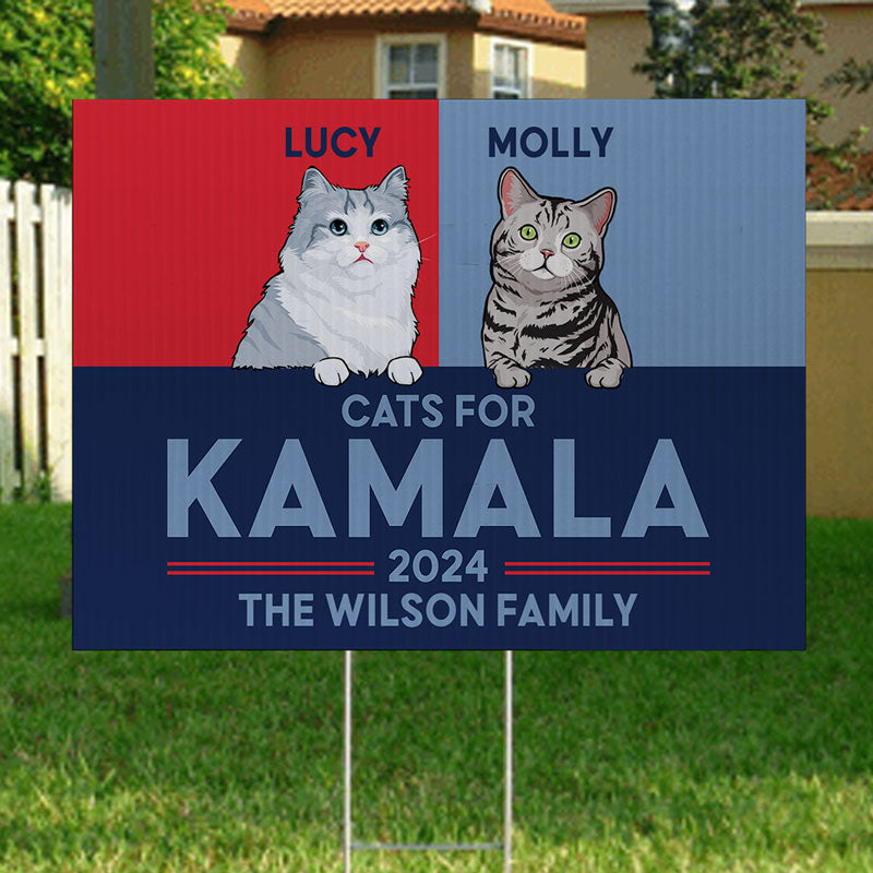 Cats For Kamala 2024, Personalized Yard Sign, Kamala Harris Sign, Custom Photo, Election 2024