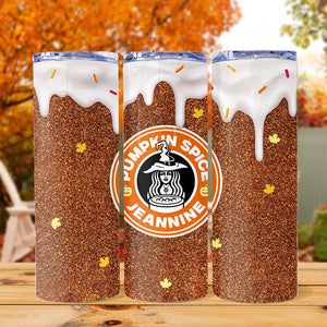 Pumpkin Spice Tumbler, Fall Glitter Skinny Tumbler, Personalized Tumbler